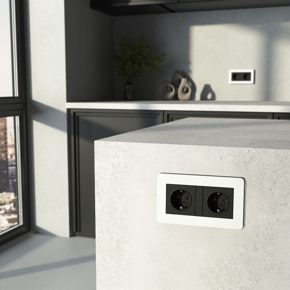 Рамка из поликарбоната Werkel Split на 2 поста Белый / Черный W0023068 — изображение 3