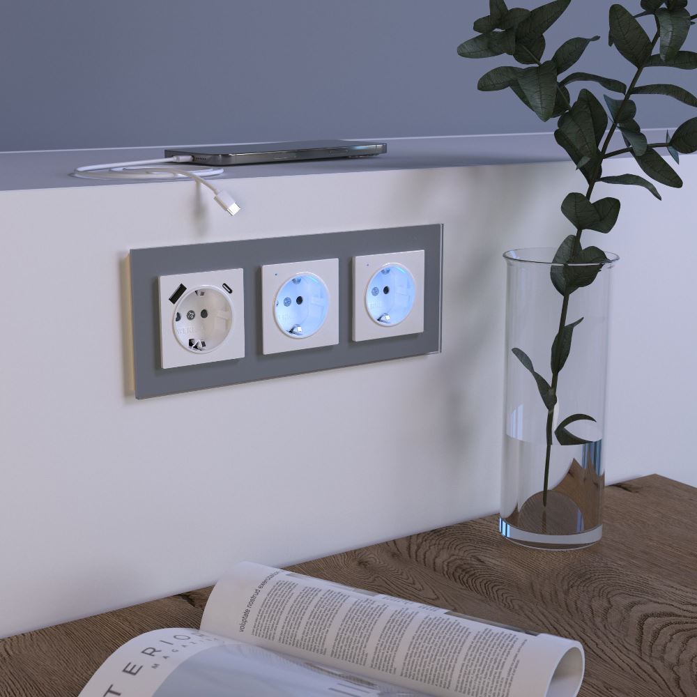 Рамка стеклянная Werkel Favorit на 3 поста Серый W0031115 — изображение 3