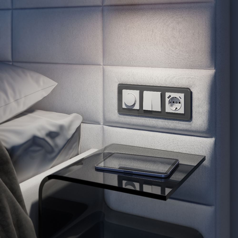 Рамка стеклянная Werkel Elite на 3 поста Графит W0032440 — изображение 2