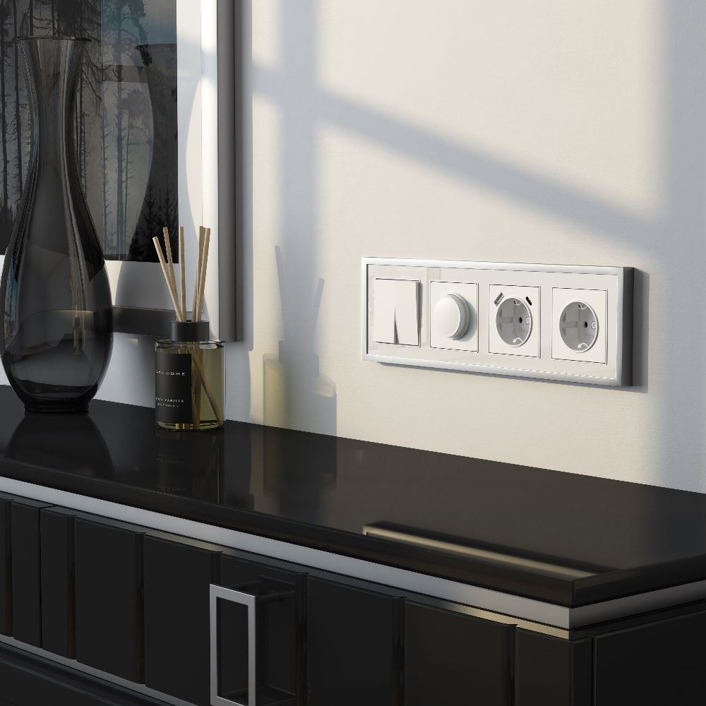 Рамка акриловая Werkel Baguette на 4 поста Белый / Серебро W0042850 — изображение 2