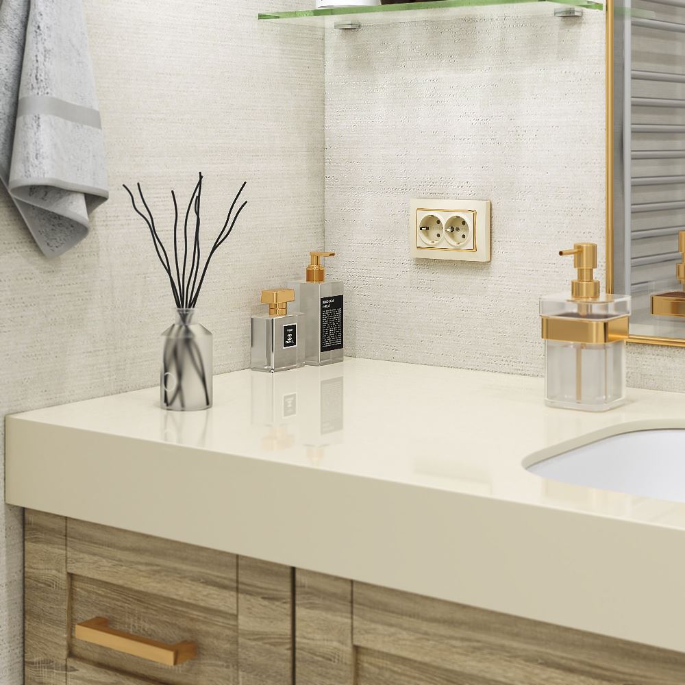 Рамка для двойной розетки Werkel Snabb Слоновая кость / Золото W0081932 — изображение 2