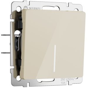 Выключатель одноклавишный встраиваемый проходной Werkel с подсветкой Айвори W1112143