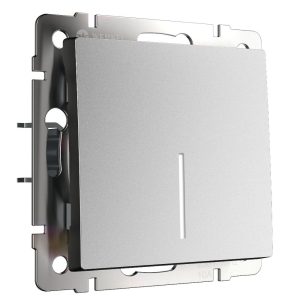 Выключатель одноклавишный встраиваемый проходной Werkel с подсветкой Серебряный матовый W1112165
