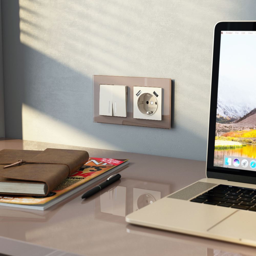 Выключатель двухклавишный встраиваемый Werkel с подсветкой Айвори матовый W1120162 — изображение 2