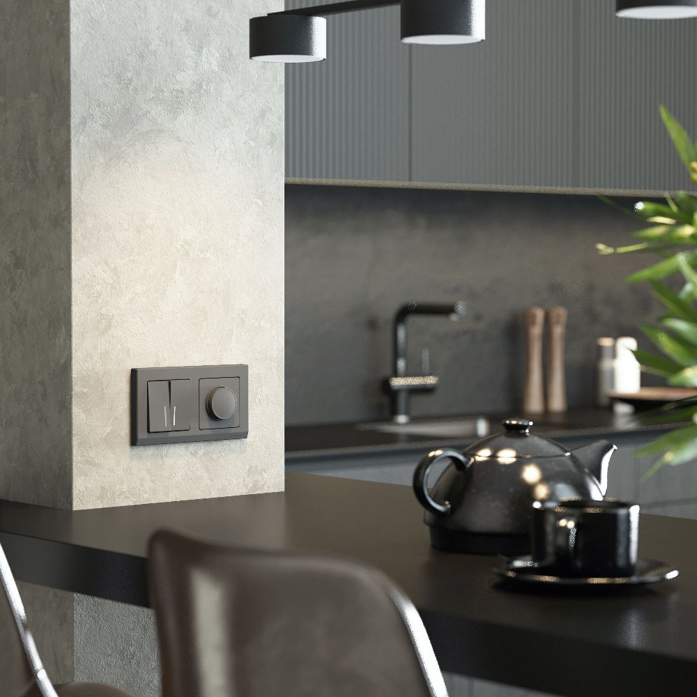 Выключатель двухклавишный встраиваемый Werkel с подсветкой Графит матовый W1120164 — изображение 3