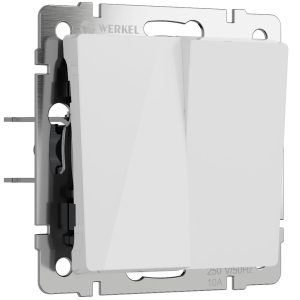 Выключатель двухклавишный встраиваемый проходной Werkel Белый W1122041