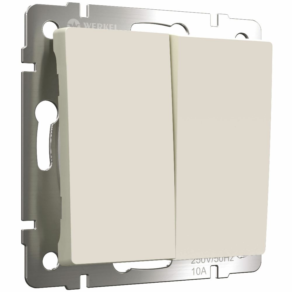 Выключатель двухклавишный встраиваемый проходной Werkel Айвори матовый W1122062