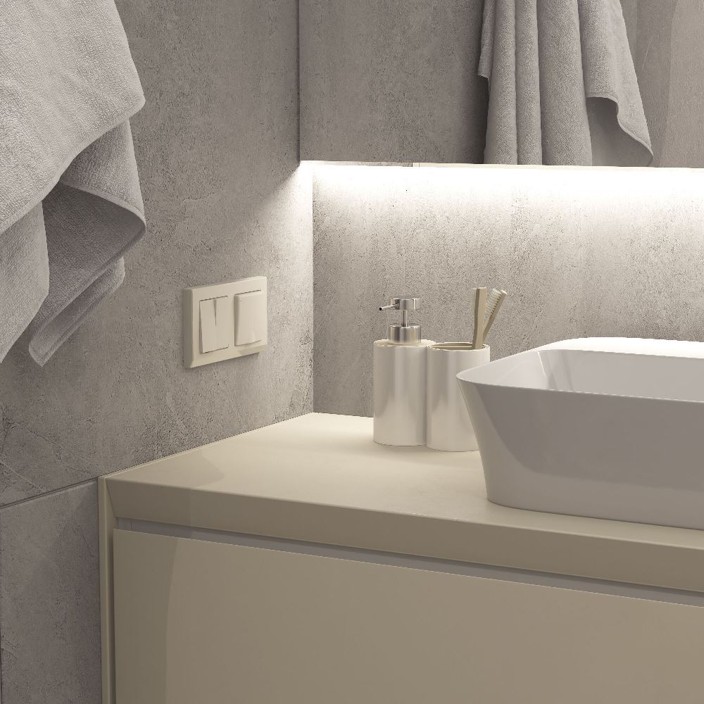 Выключатель двухклавишный встраиваемый проходной Werkel Айвори матовый W1122062 — изображение 4