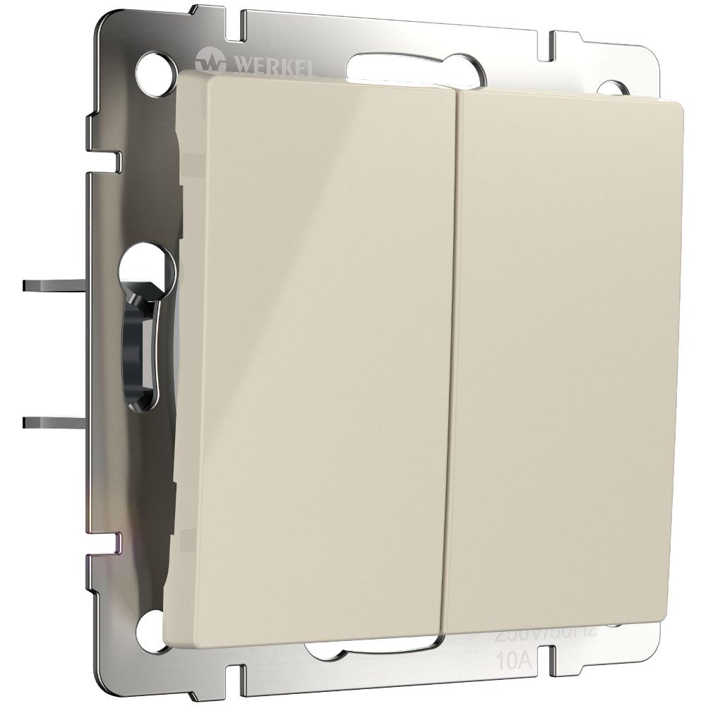 Выключатель двухклавишный встраиваемый с самовозвратом Werkel Слоновая кость W1122403