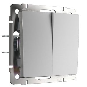 Выключатель двухклавишный встраиваемый перекрестный Werkel Cеребряный W1123008