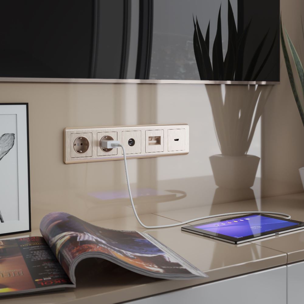 Розетка встраиваемая Werkel с заземлением Шампань рифленый W1171010 — изображение 3