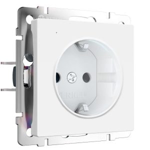 Розетка встраиваемая Werkel W с подсветкой, заземлением, защитными шторками Белый матовый W1171461