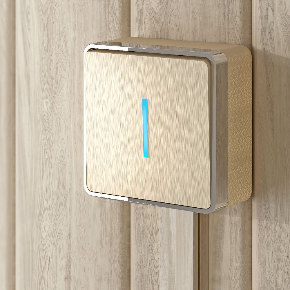 Выключатель одноклавишный накладной Werkel с подсветкой Шампань рифленый W5010110 — изображение 2