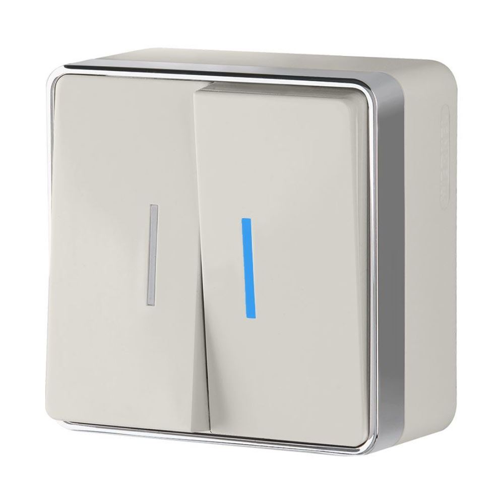 Выключатель двухклавишный накладной Werkel Gallant с подсветкой Слоновая кость W5020103