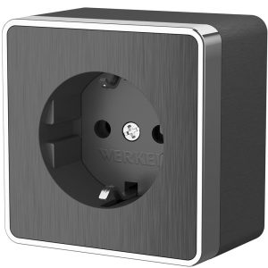 Розетка накладная Werkel Gallant с заземлением Графит рифленый W5071004