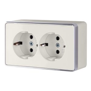 Розетка накладная двойная Werkel Gallant с заземлением Слоновая кость W5072103