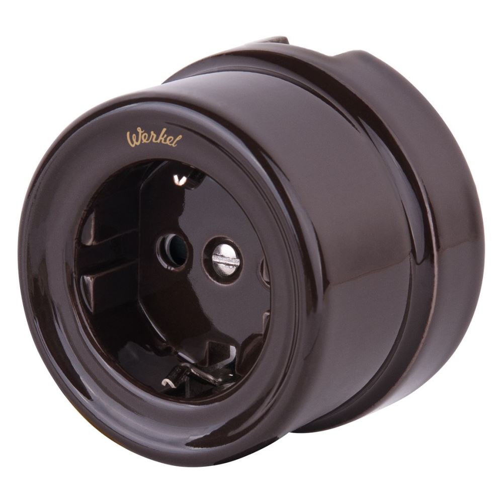 Розетка накладная Werkel Ретро с заземлением Коричневый W5671014