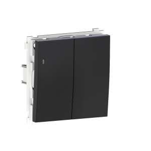 Выключатель двухклавишный встраиваемый Donel R98 Metal с подсветкой Вороненая сталь DA03105-DA285GS