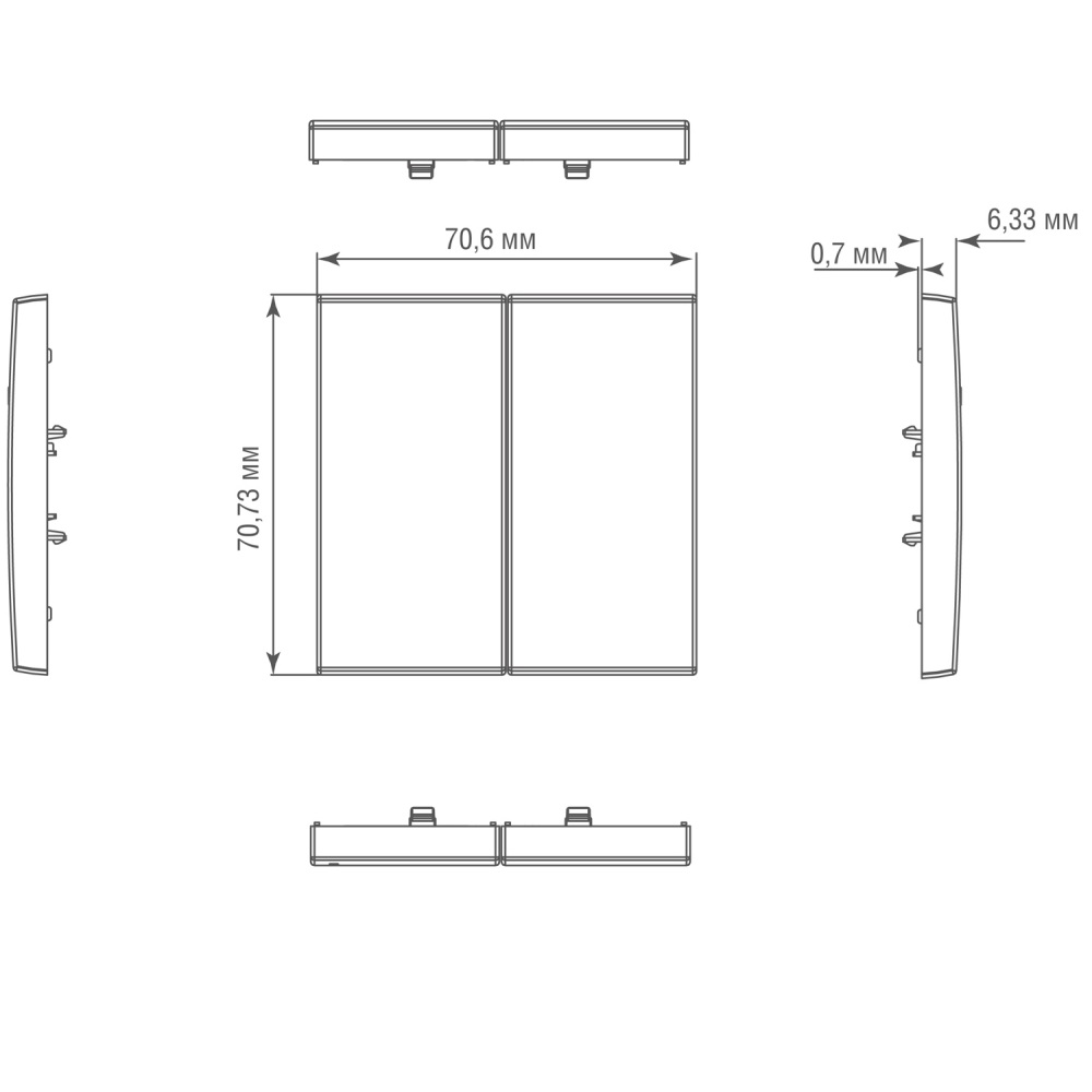 Выключатель двухклавишный встраиваемый Donel R98 Metal Золото матовое DA10500-DA295BR — изображение 6