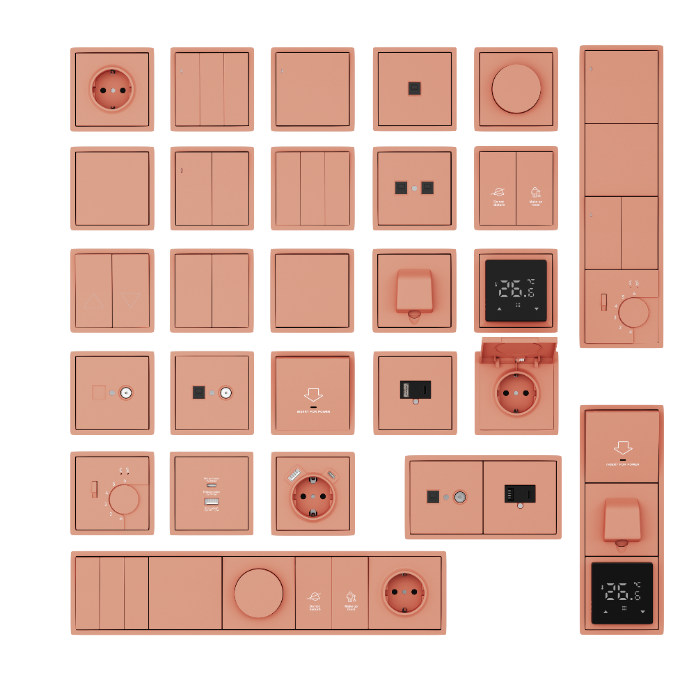 Выключатель одноклавишный встраиваемый перекрестный Donel R98 с 3-х мест Коралл матовый DA10700N-DA29645 — изображение 3