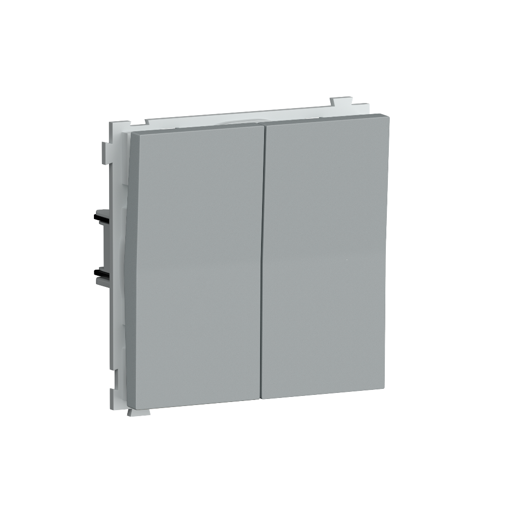 Выключатель двухклавишный встраиваемый проходной Donel R98 Серый матовый DA10800-DA29540