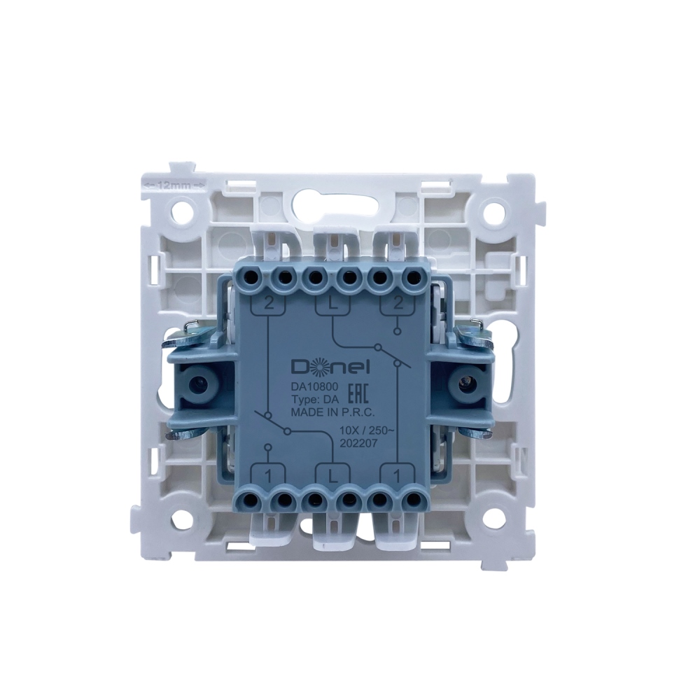 Выключатель двухклавишный встраиваемый проходной Donel R98 Кашемир матовый DA10800-DA29535 — изображение 4