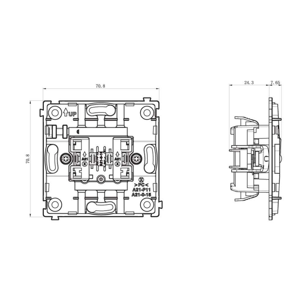 Выключатель двухклавишный встраиваемый проходной Donel R98 Кашемир матовый DA10800-DA29535 — изображение 6
