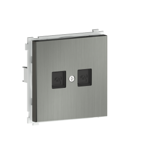 Розетка встраиваемая телефонная двойная Donel R98 Metal RJ11 + RJ11 Никель DA14400-DA869NB