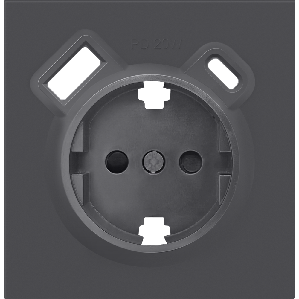 Розетка встраиваемая Donel R98 с заземлением и шторками + зарядка USB A+C 20W Черный матовый DA15500-DA22228 — изображение 2