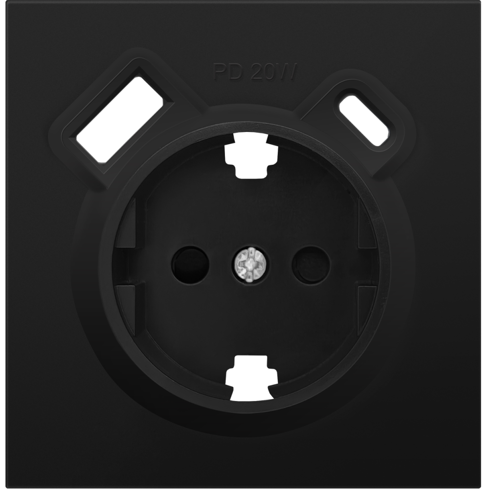 Розетка встраиваемая Donel R98 с заземлением и шторками + зарядка USB A+C 20W Карбон матовый DA15500-DA22230 — изображение 2