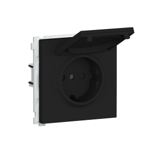 Розетка встраиваемая Donel R98 Schuko с крышкой и заземлением на клеммах Карбон матовый DA17700-DA45430