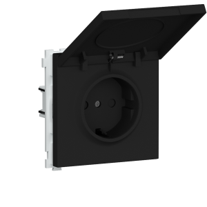 Розетка встраиваемая Donel R98 Schuko с крышкой и заземлением на клеммах Карбон матовый DA17700-DA52030