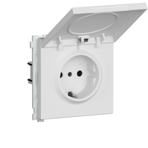 Розетка встраиваемая Donel R98 Schuko с крышкой и заземлением на клеммах Белый матовый DA17700-DA52033