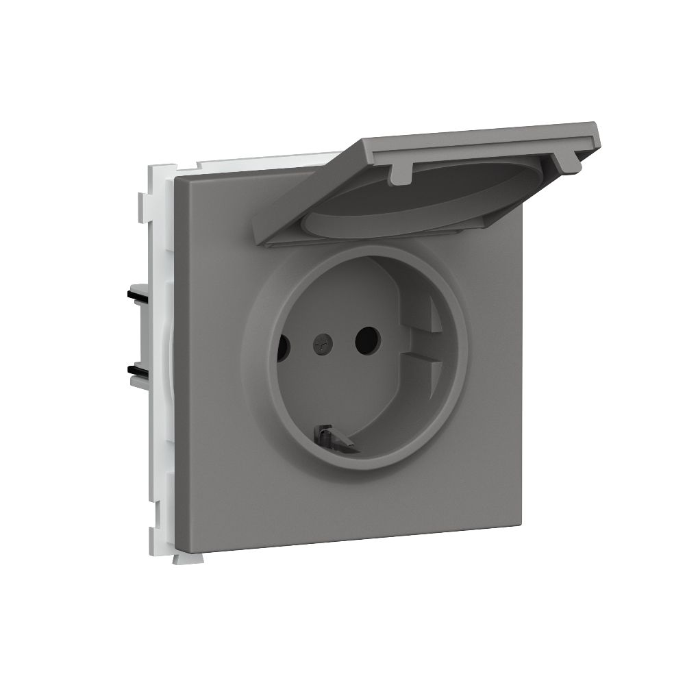 Розетка встраиваемая Donel R98 Schuko с крышкой и заземлением на винтах Шоколад матовый DA18800-DA45442