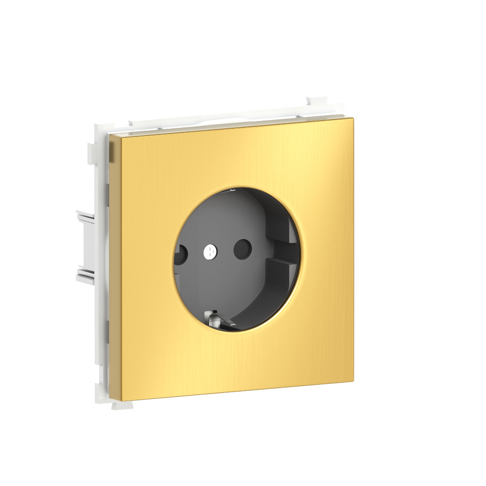 Розетка встраиваемая Donel R98 Metal Schuko с заземлением и шторками на клеммах Золото матовое DA19900-DA220BR