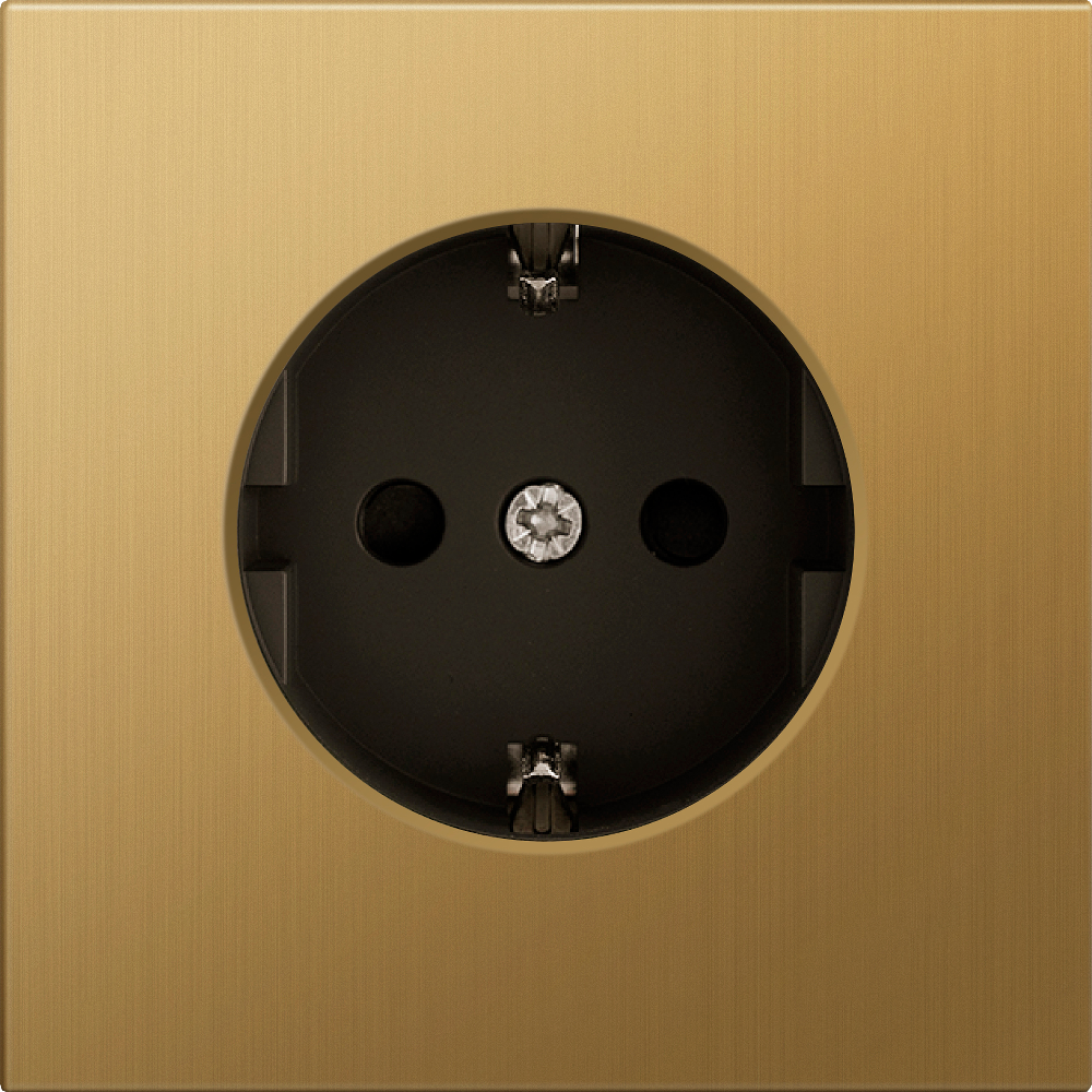 Розетка встраиваемая Donel R98 Metal Schuko с заземлением и шторками на клеммах Золото матовое DA19900-DA220BR — изображение 2