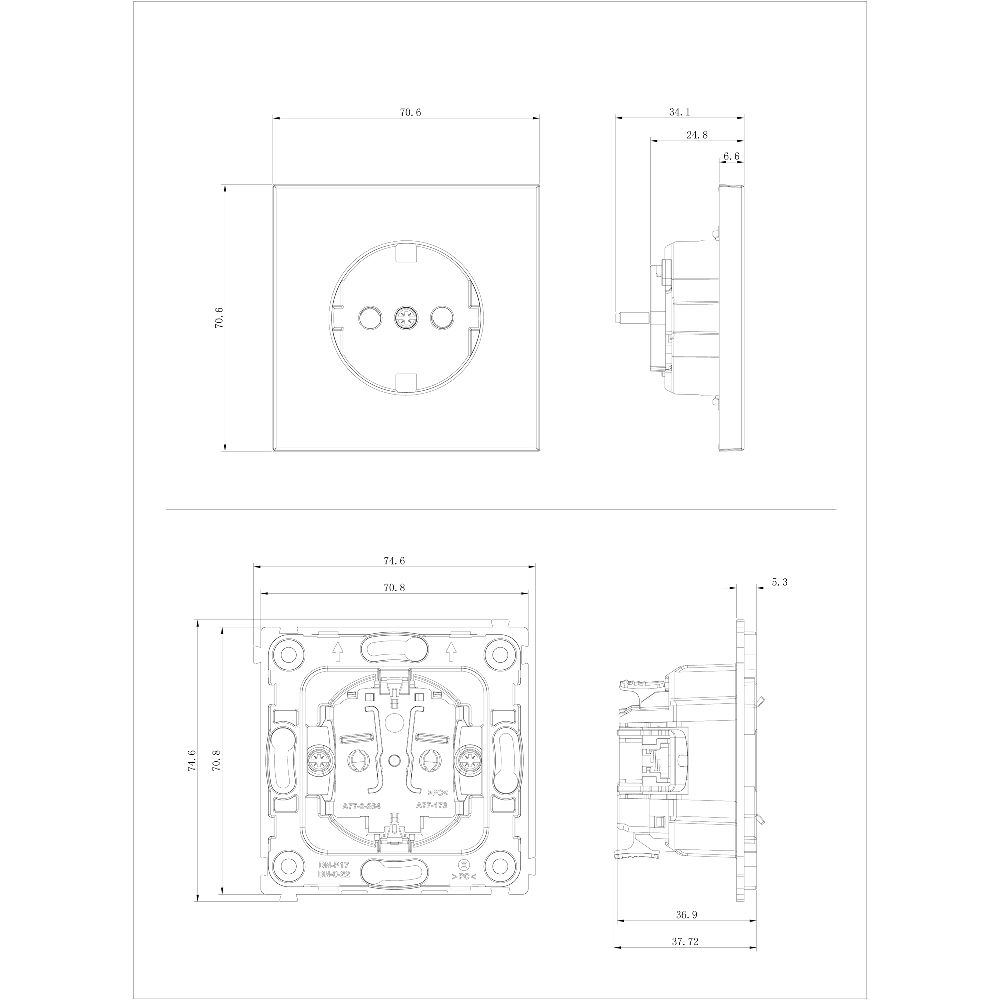 Розетка встраиваемая Donel R98 Metal Schuko с заземлением и шторками на клеммах Золото матовое DA19900-DA220BR — изображение 6