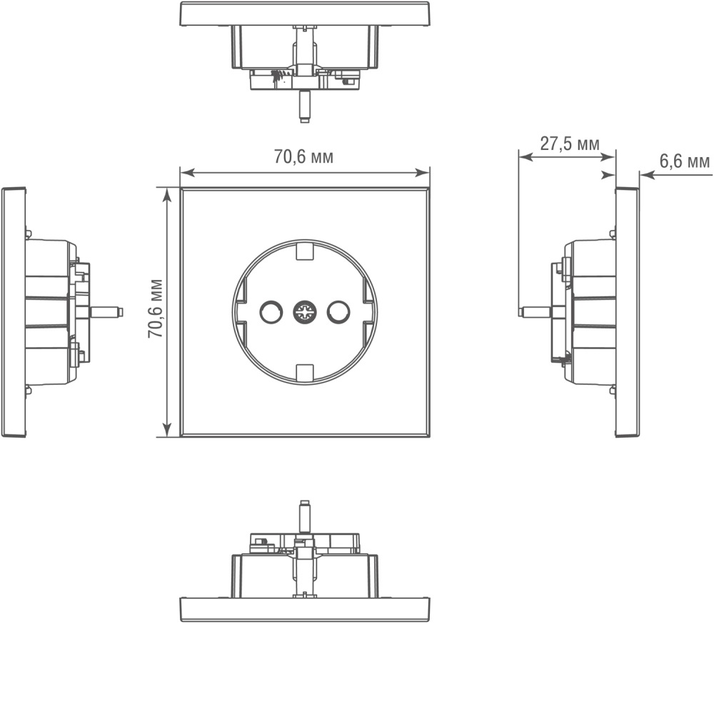 Розетка встраиваемая Donel R98 Metal Schuko с заземлением и шторками на клеммах Золото матовое DA19900-DA220BR — изображение 7