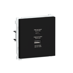 Розетка встраиваемая USB Donel R98 тип A+С быстрая зарядка Карбон матовый DA20400-DA27730