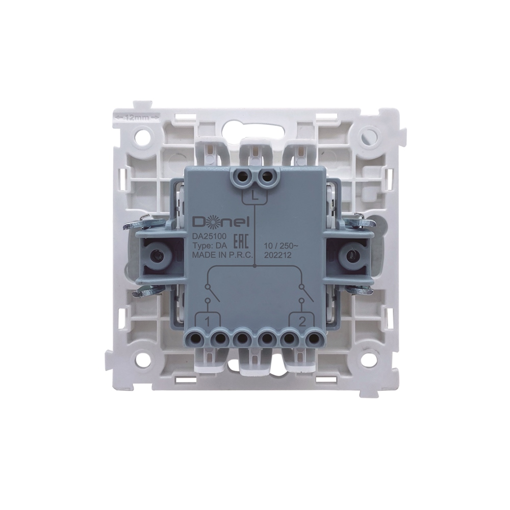 Выключатель двухклавишный встраиваемый звонковый Donel R98 Metal Никель DA25100-DA295NB — изображение 4
