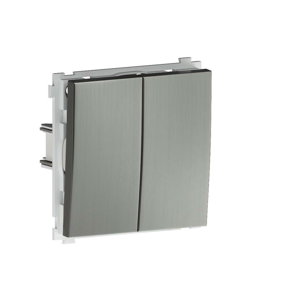 Выключатель двухклавишный встраиваемый звонковый Donel R98 Metal Никель DA25100-DA295NB