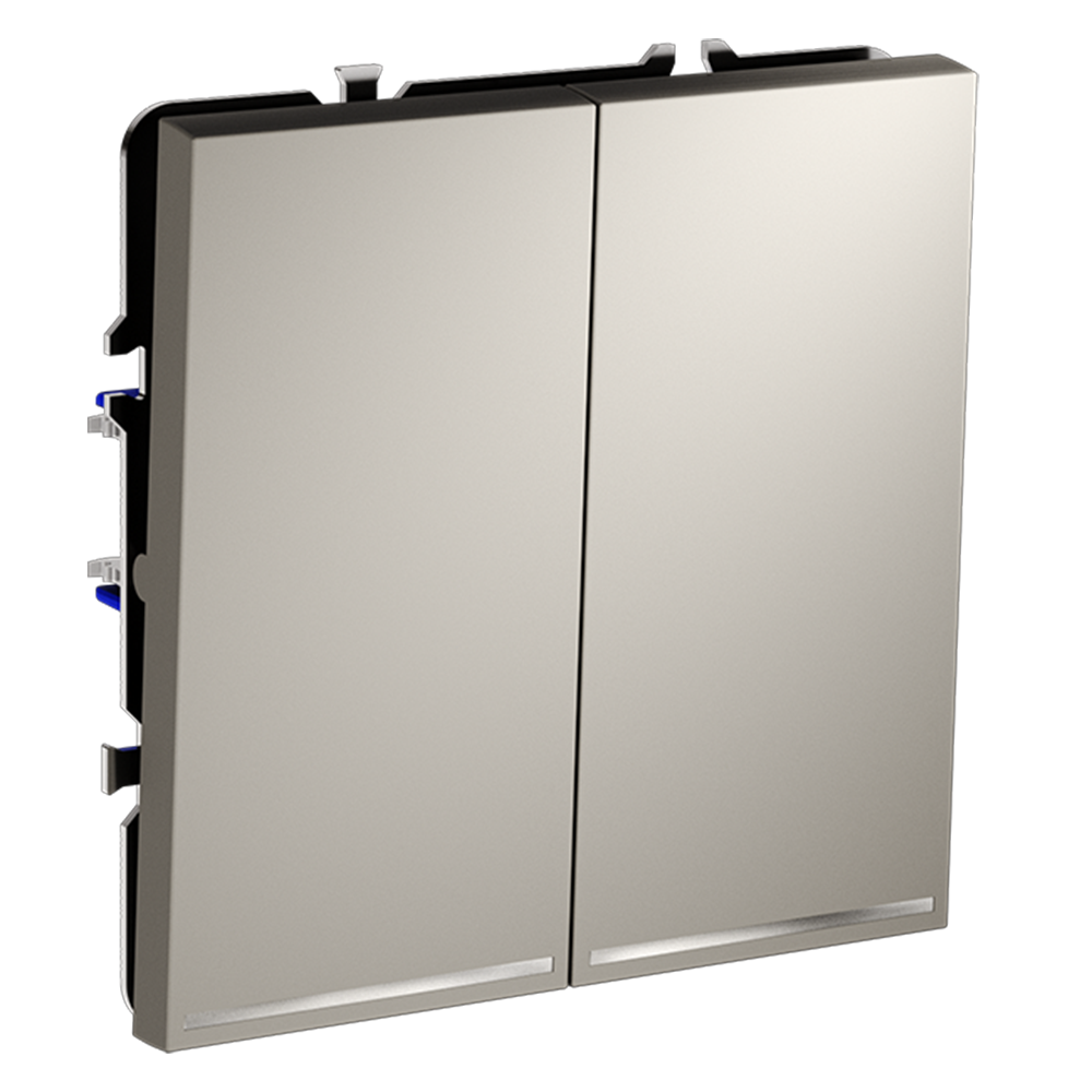 Выключатель двухклавишный встраиваемый Voltum S70 с подсветкой Кашемир VLS020203 — изображение 2