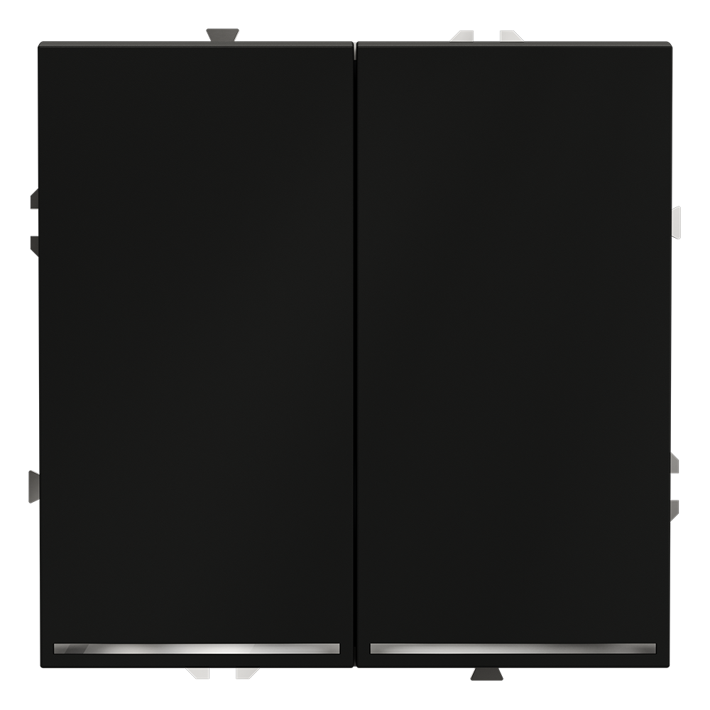 Выключатель двухклавишный встраиваемый проходной Voltum S70 с подсветкой Черный матовый VLS020408