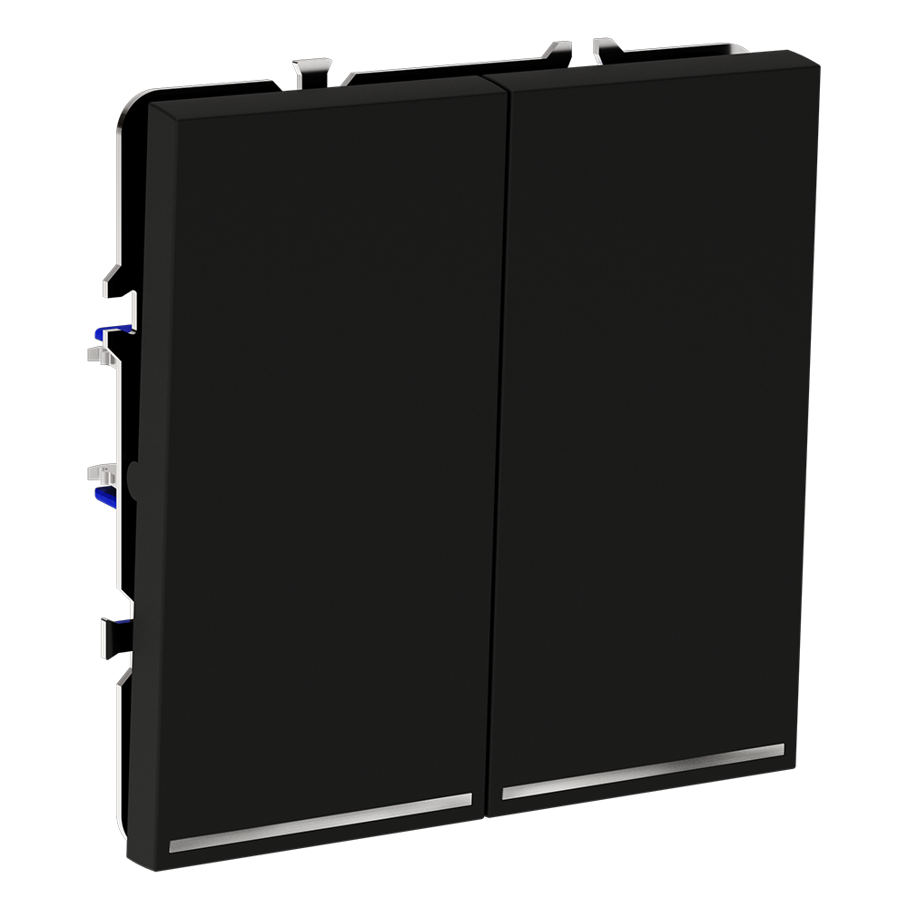 Выключатель двухклавишный встраиваемый проходной Voltum S70 с подсветкой Черный матовый VLS020408 — изображение 2