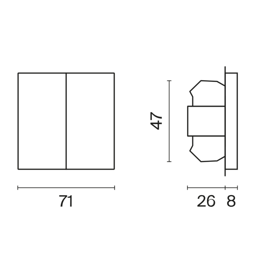 Выключатель двухклавишный встраиваемый с самовозвратом Voltum S70 Графит VLS020607 — изображение 5