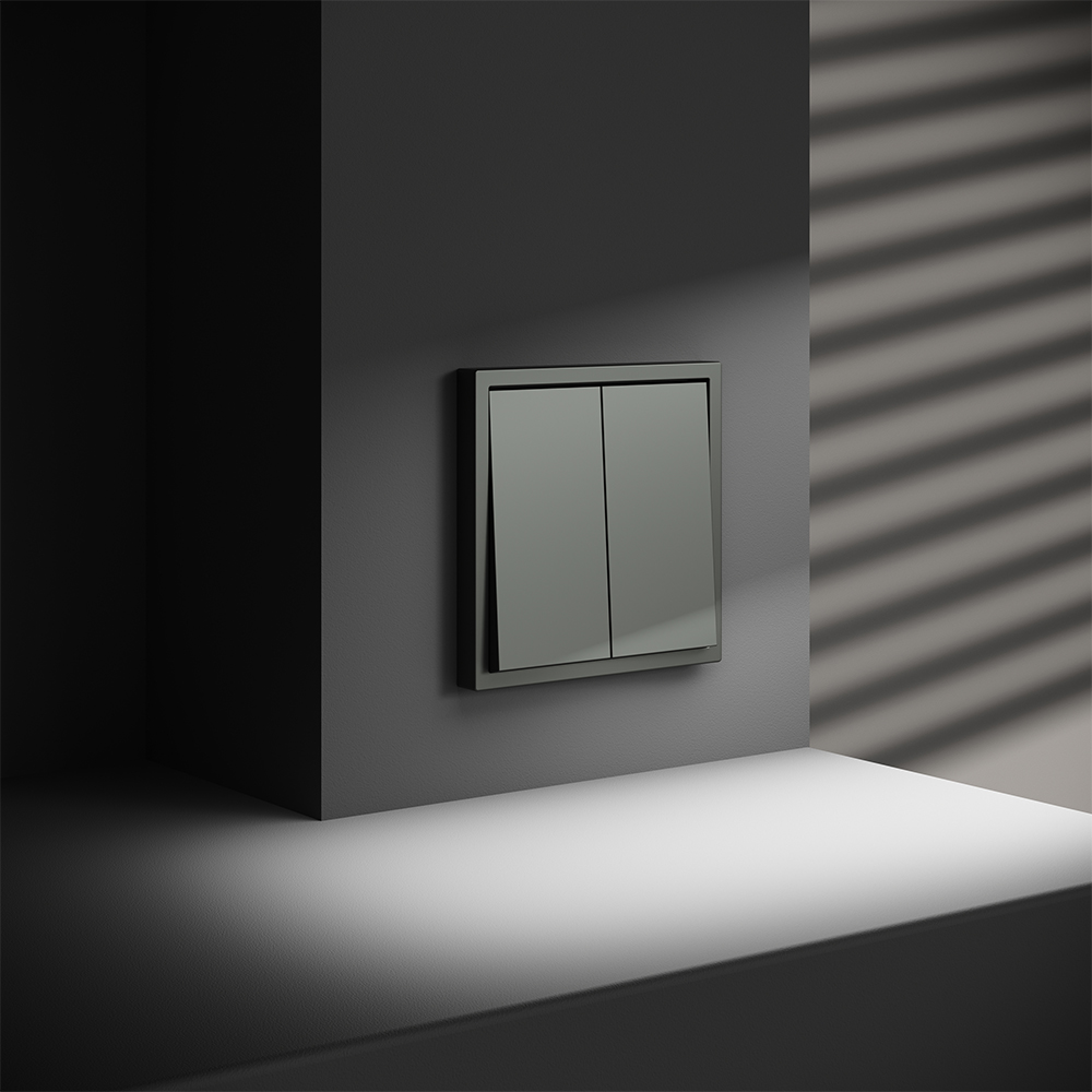 Выключатель двухклавишный встраиваемый с самовозвратом Voltum S70 Титан VLS020606 — изображение 4