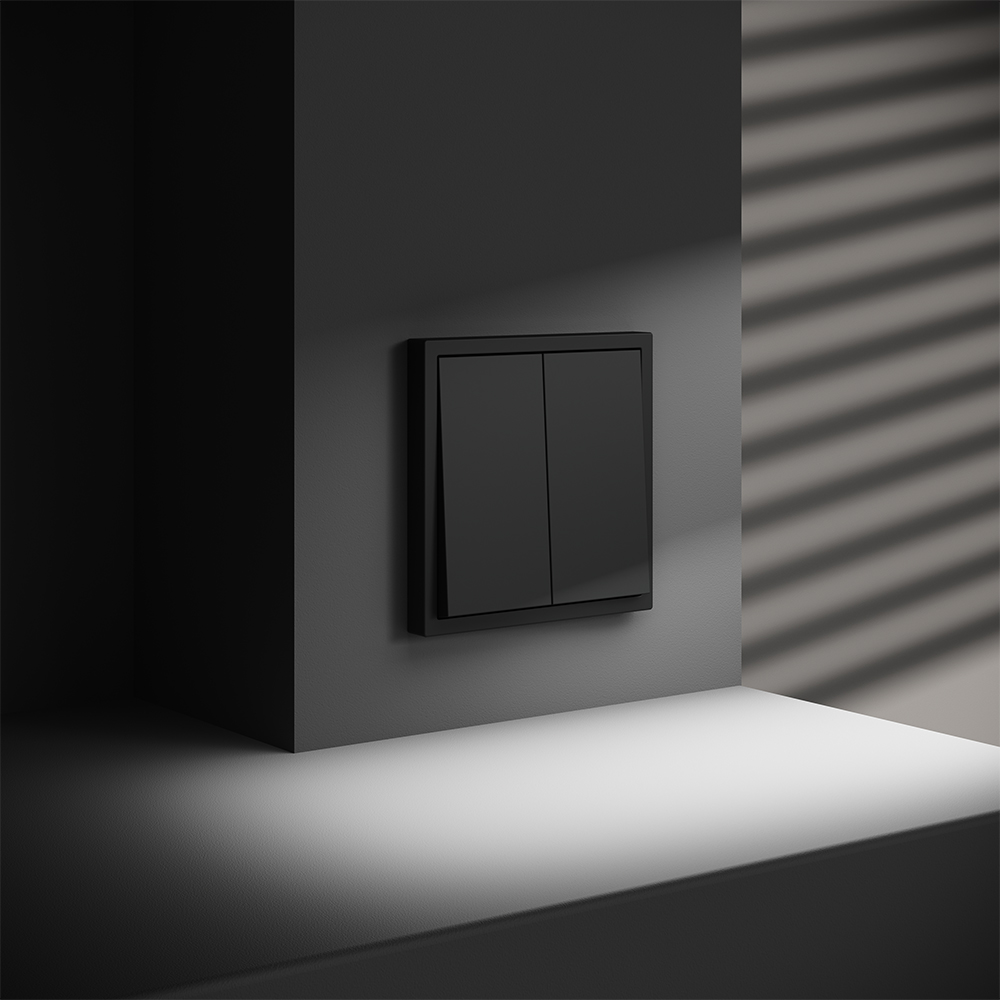 Выключатель двухклавишный встраиваемый с самовозвратом Voltum S70 Черный матовый VLS020608 — изображение 4