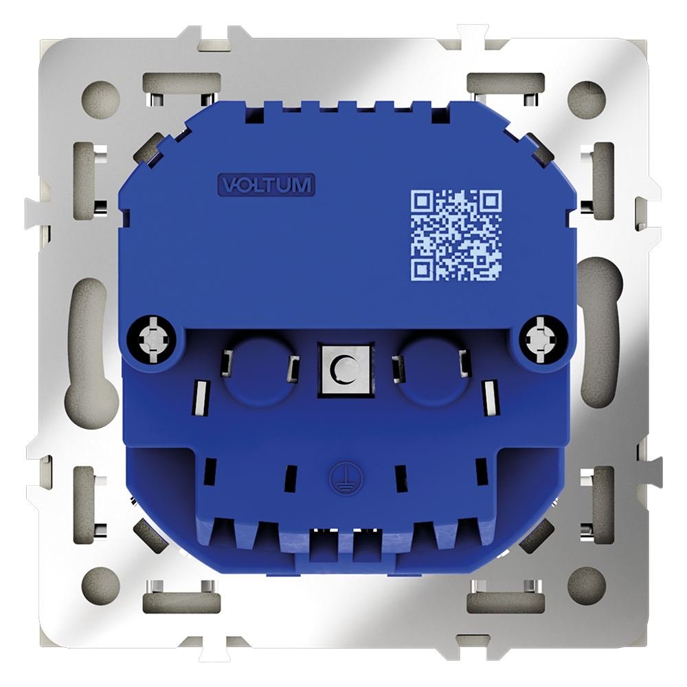 Розетка встраиваемая Voltum S70 с заземлением, шторками и USB A+C Сталь VLS040505 — изображение 3