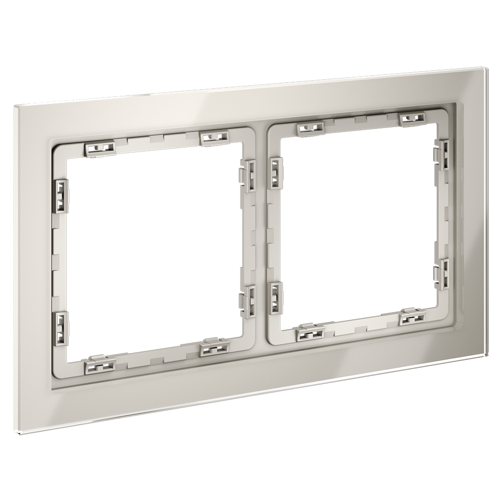 Рамка стеклянная Voltum S70 на 2 поста Кашемир глянцевый VLS110203 — изображение 2