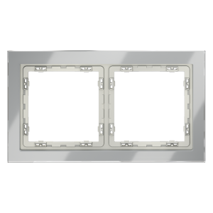 Рамка стеклянная Voltum S70 на 2 поста Сталь глянцевая VLS110205